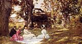 Julius Leblanc Stewart Famous Paintings - Picnic Under The Trees